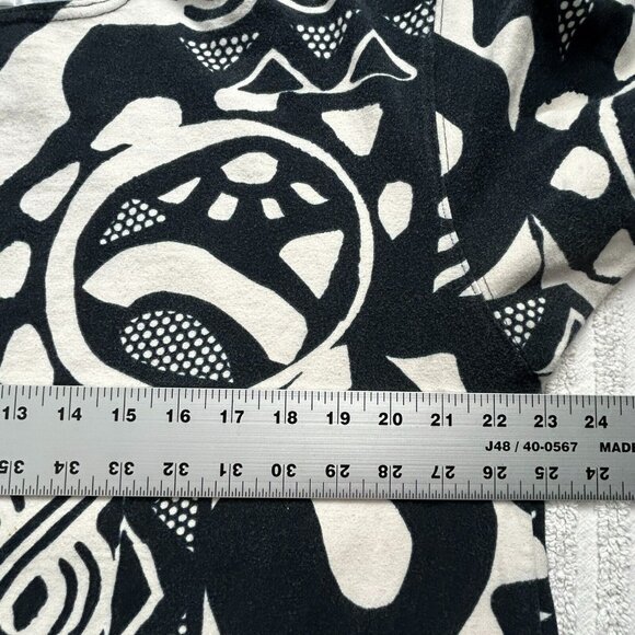 Vintage Tapemeasure Women's Geometric Pattern Half Sleeve Blouse Black Medium - Picture 7 of 8